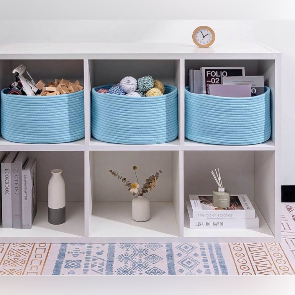 CubeLands bright blue rope baskets (3-piece). NEW